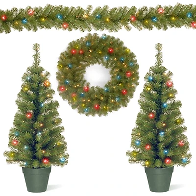 Pre-Lit Multicolor 4-pc. Christmas Greenery Set