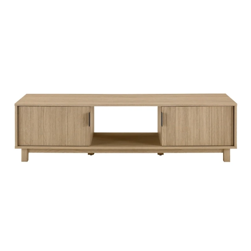 Coastal Oak Fluted 2-Door Compact TV Stand