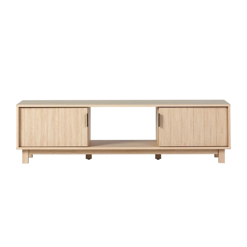 Coastal Oak Fluted 2-Door Compact TV Stand