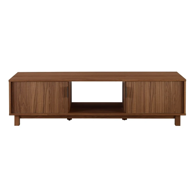 Mocha Brown Fluted 2-Door Compact TV Stand