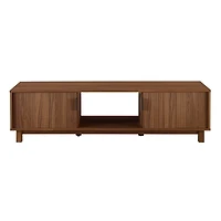 Mocha Brown Fluted 2-Door Compact TV Stand