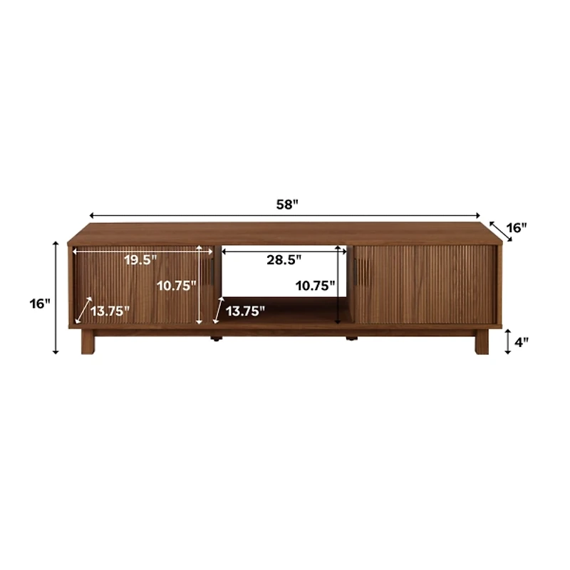 Mocha Brown Fluted 2-Door Compact TV Stand