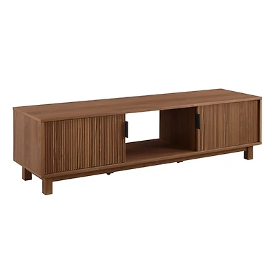 Mocha Brown Fluted 2-Door Compact TV Stand