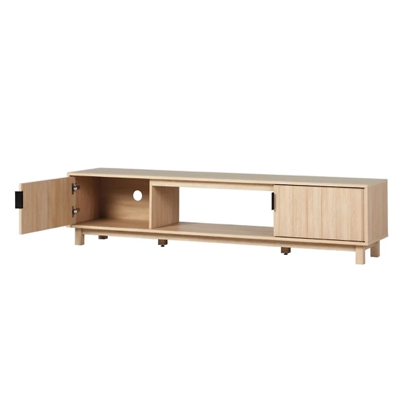 Coastal Oak Fluted 2-Door TV Stand