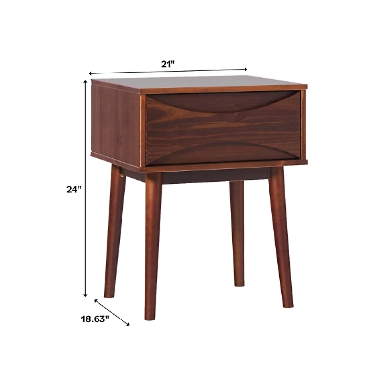 Walnut Mid-Century Modern Nightstand