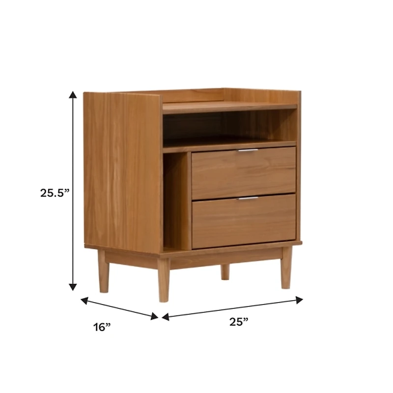 Caramel Pine 2-Drawer Nightstand