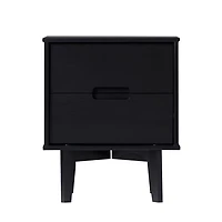 Midnight Black Wood 2-Drawer Modern Nightstand