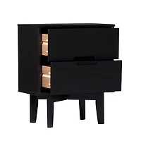 Midnight Black Wood 2-Drawer Modern Nightstand