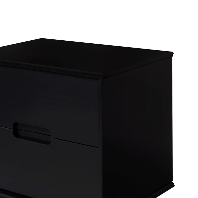 Midnight Black Wood 2-Drawer Modern Nightstand