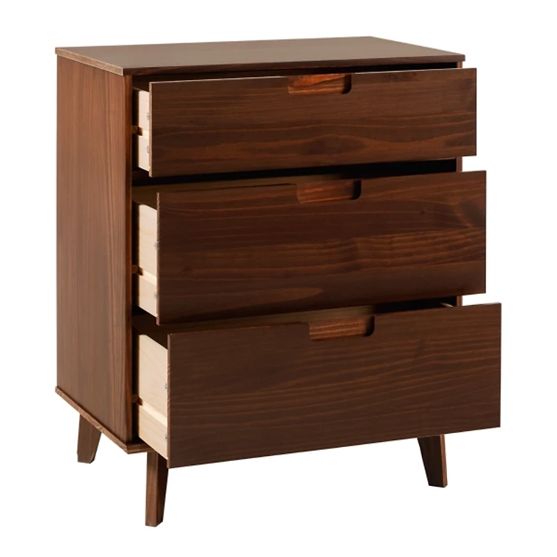 Walnut Mid-Century Modern 3-Drawer Dresser