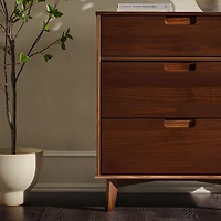 Walnut Mid-Century Modern 3-Drawer Dresser