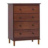 Walnut Mid-Century Modern 4-Drawer Wood Dresser