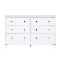 White Pine 6-Drawer Modern Dresser
