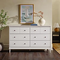 White Pine 6-Drawer Modern Dresser