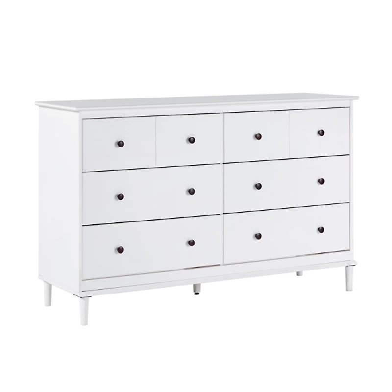 White Pine 6-Drawer Modern Dresser