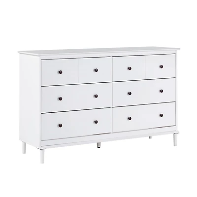 White Pine 6-Drawer Modern Dresser