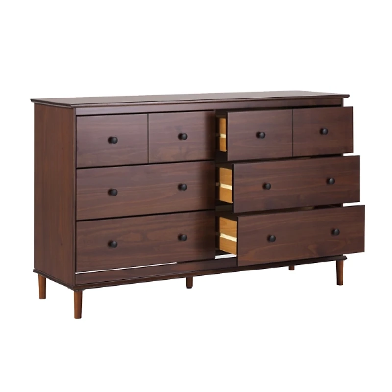 Walnut Wood 6-Drawer Modern Dresser