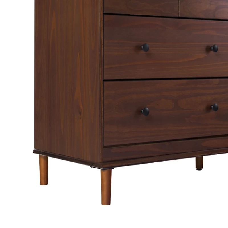 Walnut Wood 6-Drawer Modern Dresser