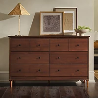 Walnut Wood 6-Drawer Modern Dresser