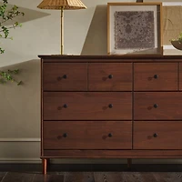 Walnut Wood 6-Drawer Modern Dresser