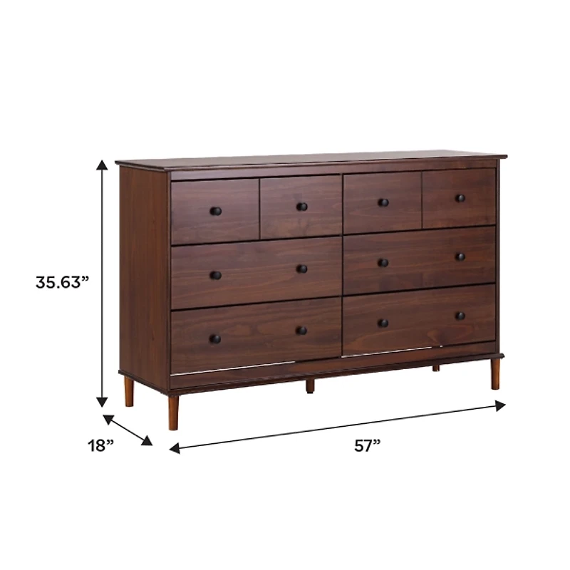 Walnut Wood 6-Drawer Modern Dresser