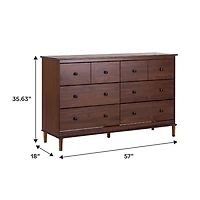 Walnut Wood 6-Drawer Modern Dresser