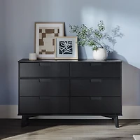 Black Grooved Handle 6-Drawer Dresser