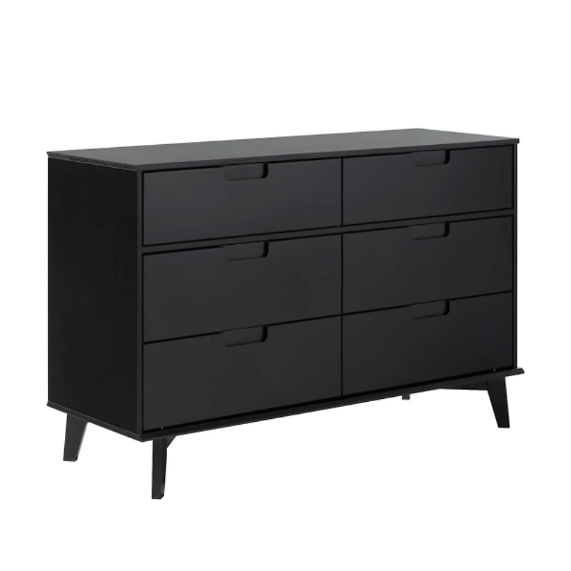 Black Grooved Handle 6-Drawer Dresser