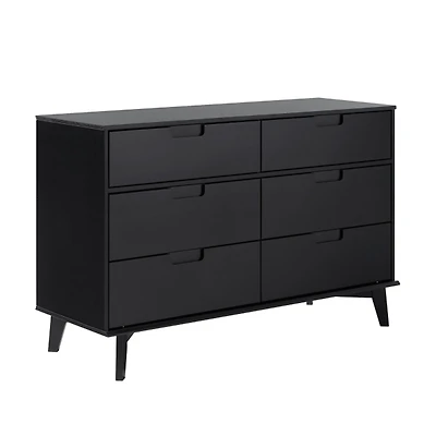 Black Grooved Handle 6-Drawer Dresser