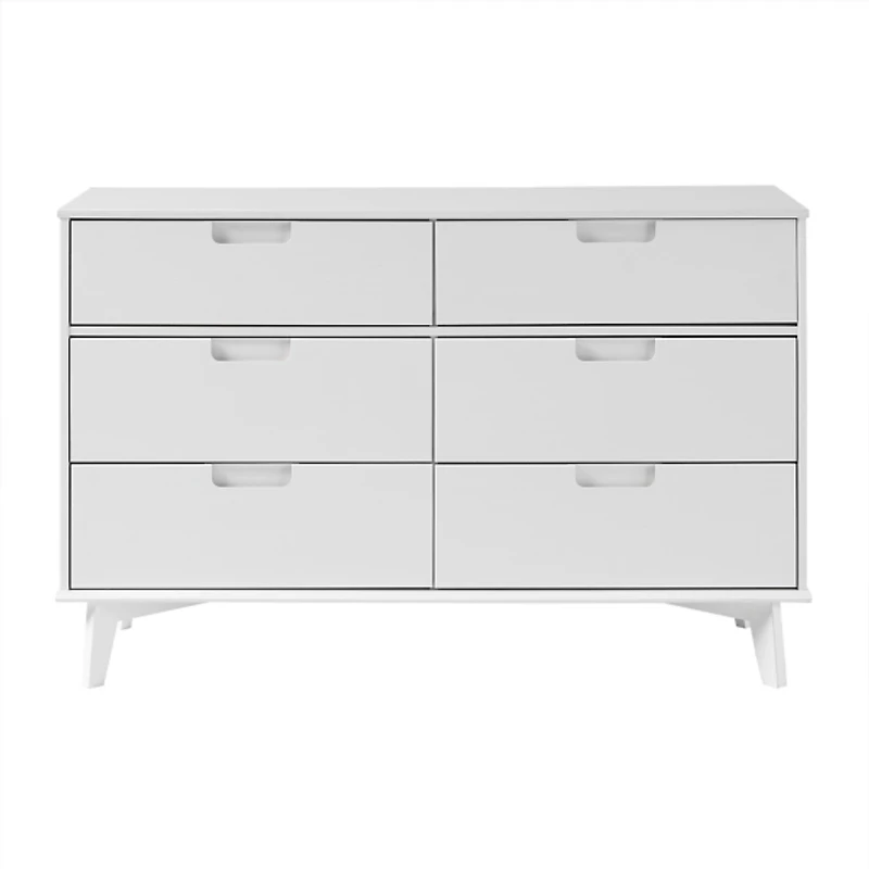 White Grooved Handle 6-Drawer Dresser