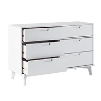 White Grooved Handle 6-Drawer Dresser