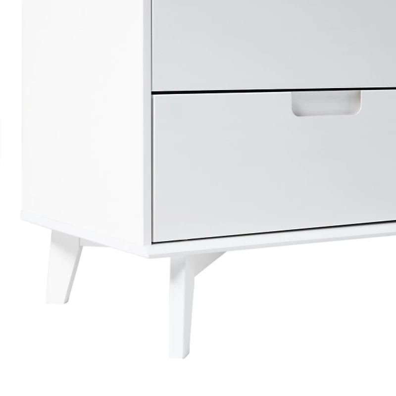 White Grooved Handle 6-Drawer Dresser