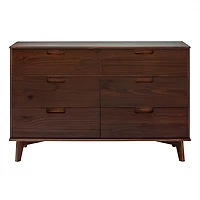 Walnut Grooved Handle 6-Drawer Dresser