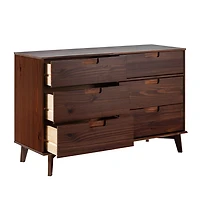 Walnut Grooved Handle 6-Drawer Dresser
