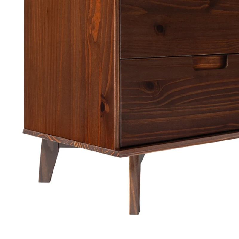 Walnut Grooved Handle 6-Drawer Dresser