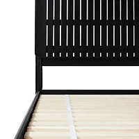 Wood Slatted Mid-Century Modern Queen Bed