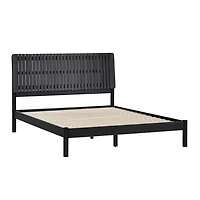 Wood Slatted Mid-Century Modern Queen Bed