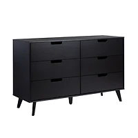 Black Simple Grooved Handle 6-Drawer Dresser