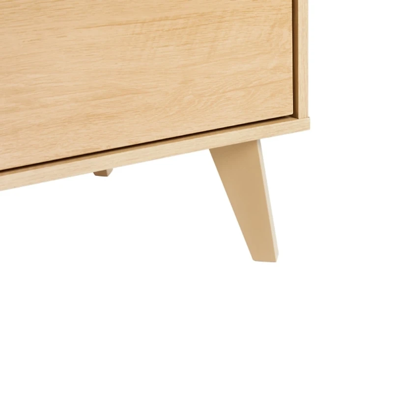 Oak Wood Simple Grooved Handle 6-Drawer Dresser