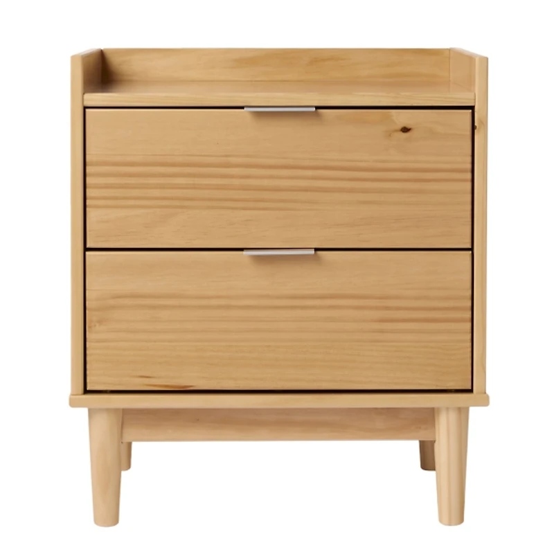 Natural Pine 2-Drawer Gallery Top Nightstand