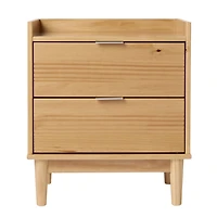 Natural Pine 2-Drawer Gallery Top Nightstand