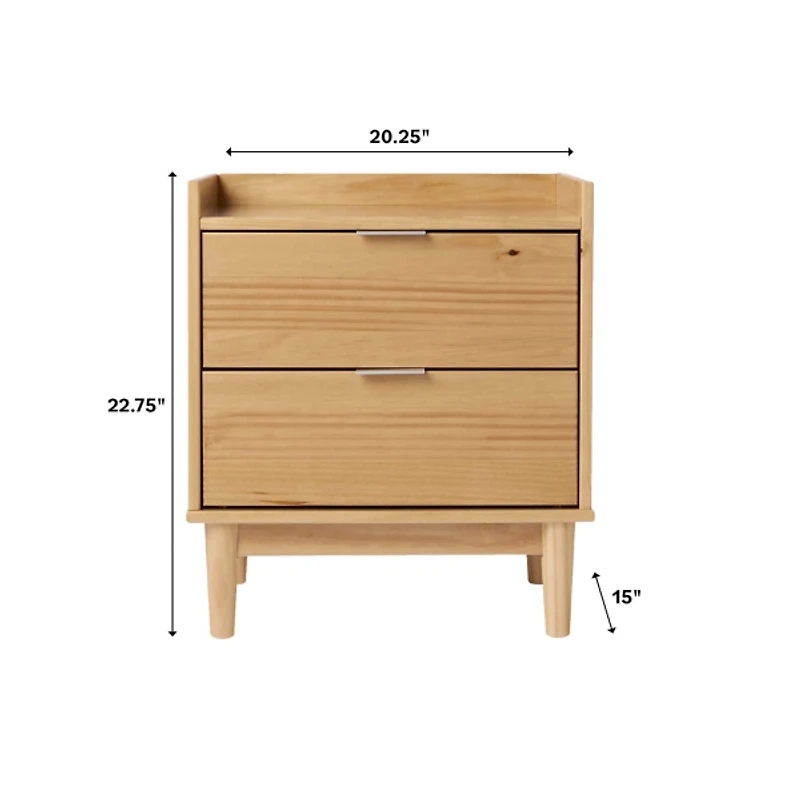 Natural Pine 2-Drawer Gallery Top Nightstand
