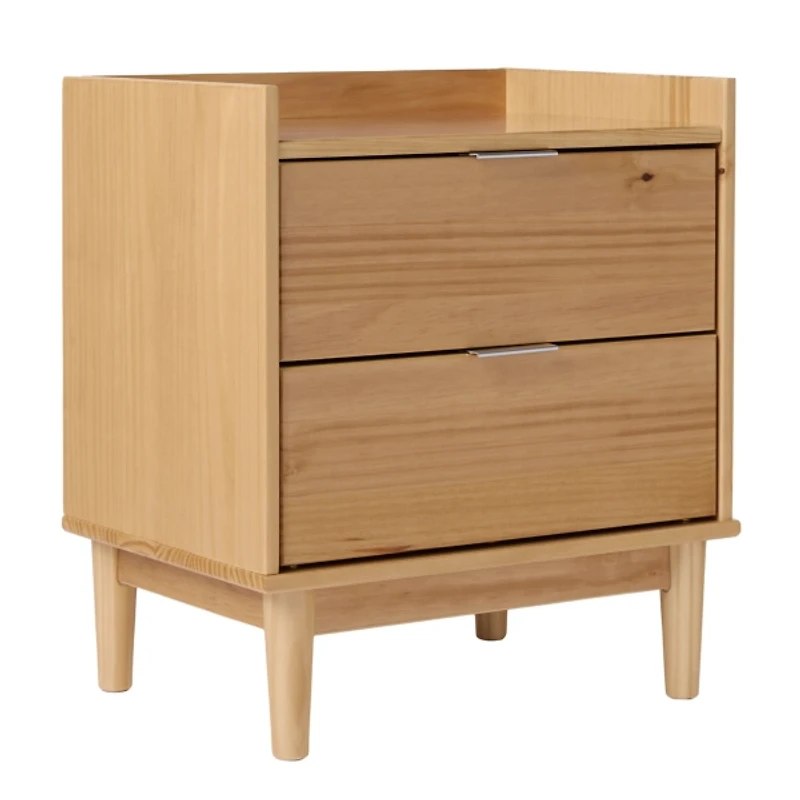 Natural Pine 2-Drawer Gallery Top Nightstand
