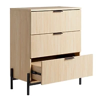 Coastal Oak Reeded 3-Drawer Dresser