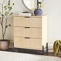 Coastal Oak Reeded 3-Drawer Dresser