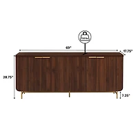 Walnut Wood Scandinavian 4-Door Cabinet