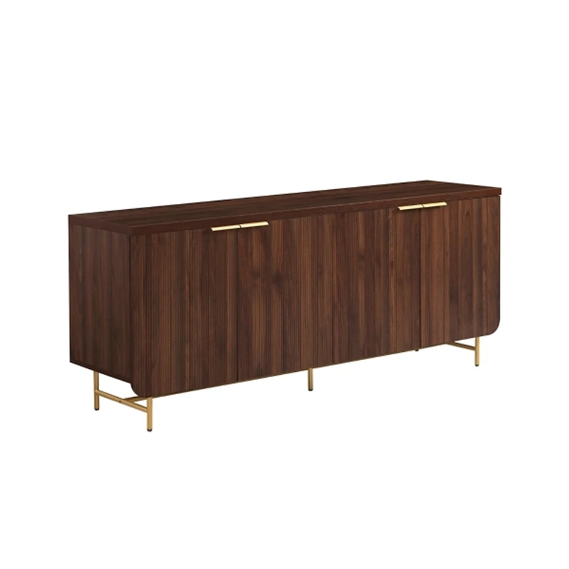 Walnut Wood Scandinavian 4-Door Cabinet