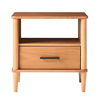 Caramel Brown Wood Cubby Nightstand
