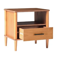 Caramel Brown Wood Cubby Nightstand