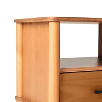 Caramel Brown Wood Cubby Nightstand